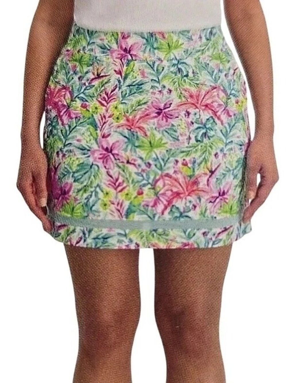 Stella Parker Floral Print Stretch Skort With UPF 50+ Sun Protection Size Large
